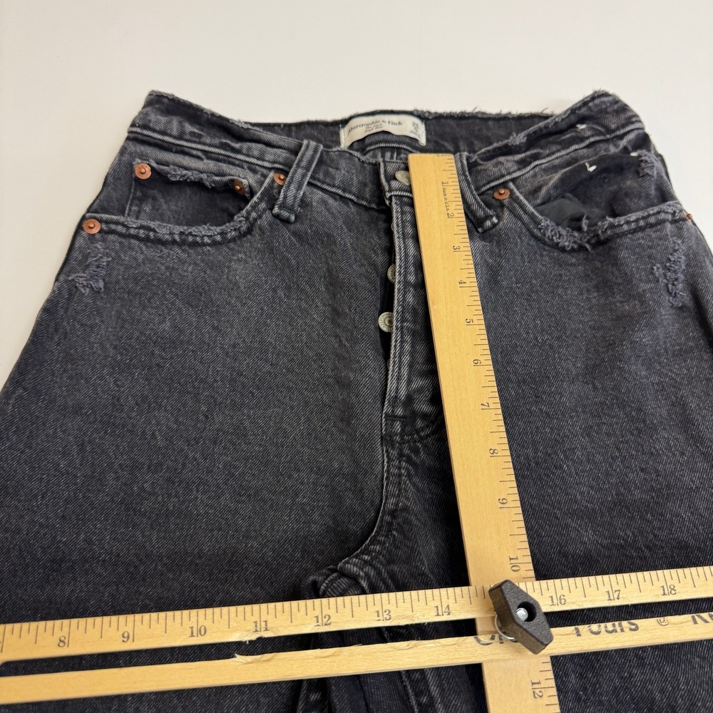 Abercrombie Jeans Women 25 0R Black Distressed The Dad High Rise Grunge Denim - Picture 7 of 8